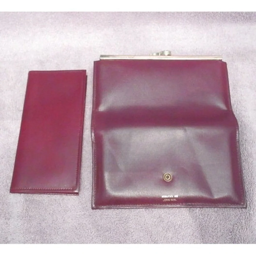 Vintage San Souci Calfskin Leather Checkbook Wallet Clutch Kisslock Old Money